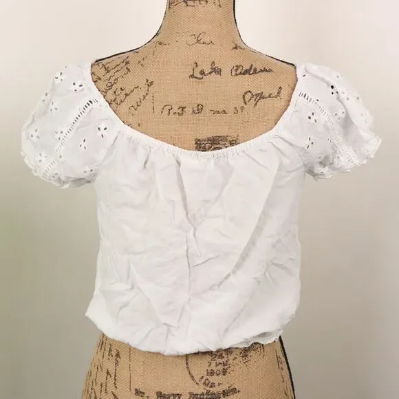 Aeropostale Eyelet Peasant Top S - Picture 6 of 8